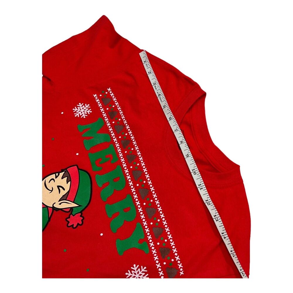 Merry Shitmas Elf Shirt Mens Small Red Funny Christmas Graphic Tee Novelty Humor - Picture 7 of 8